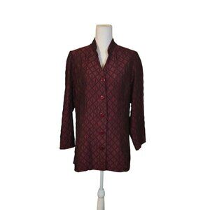 Coldwater Creek VTG Quilted Jacket Women Size Large Petite Burgundy Feminine